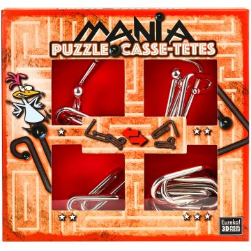 Set puzzle-uri de logica metalice Eureka - Puzzle Mania Casse-tetes, roşu