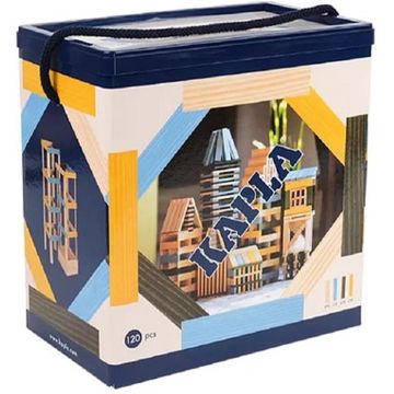 Constructor din lemn  Kapla - 120 piese , cutie albastră