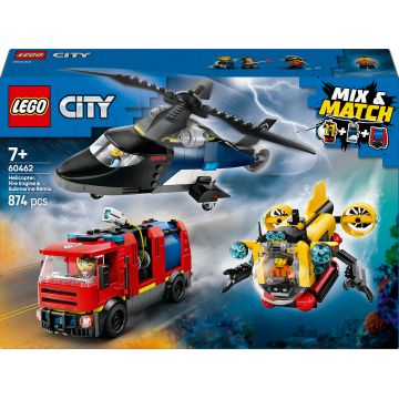 Constructor LEGO City - Elicopter, mașină de pompieri și submarin - Remix (60462)