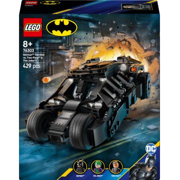 Constructor LEGO DC Comics Super Heroes - Batman cu SUV împotriva Two-Face și Joker (76303)