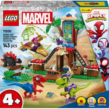 Constructor LEGO Marvel - Spidey Amazing Friends, Răpitorul lui Spidey și Goby se luptă în casa din copac (11200)