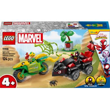 Constructor LEGO Marvel - Spidey Amazing Friends, Spin și Electro: Dinosaur Car Chase (11198)