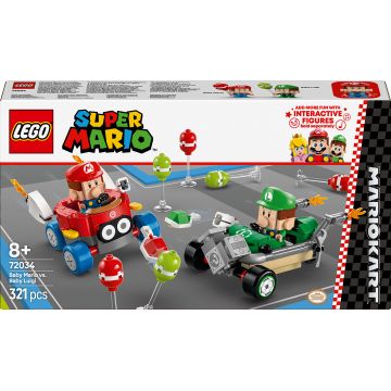 Constructor LEGO Super Mario - Mario Kart, Baby Mario vs Baby Luigi (72034)