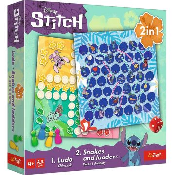 Joc de societate 2 în 1 Lilo & Stitch (Ludo/Snakes and Ladders) - Pentru copii