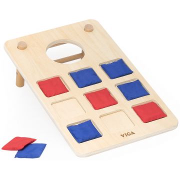 Joc din lemn 2 în 1 Viga Toys – Set cu săculeți de aruncat și joc X și 0