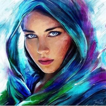 Pictură mozaic cu diamante  MagicArt: Premium -Doamna misterioasă, 40 x 50 cm, cu mărgele rotunde