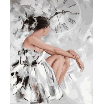 Pictură mozaic cu diamante  MagicArt: Premium - În spatele oglinzii, 40 x 50 cm, cu mărgele rotunde