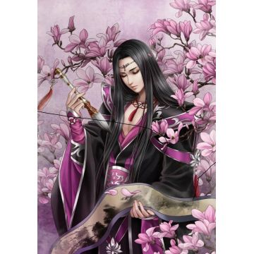Pictură mozaic cu diamante  MagicArt: Premium - Prinț japonez, 40 x 50 cm, cu mărgele rotunde + AB