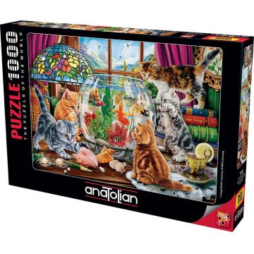 Puzzle Anatolian din 1000 piese - Pisici și un acvariu
