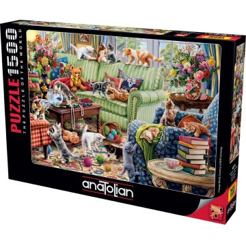 Puzzle Anatolian din 1500 piese - Pisici în sufragerie