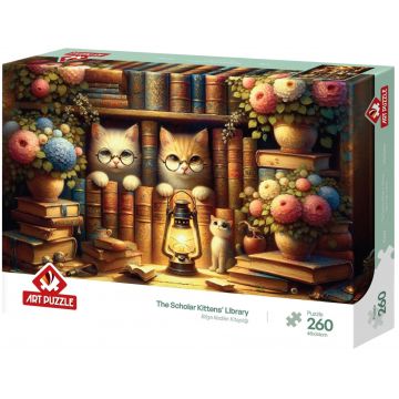 Puzzle Art Puzzle din 260 piese - Biblioteca pisoilor învățați