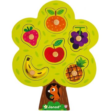Puzzle din lemn Janod - Pom fructifer, 6 piese