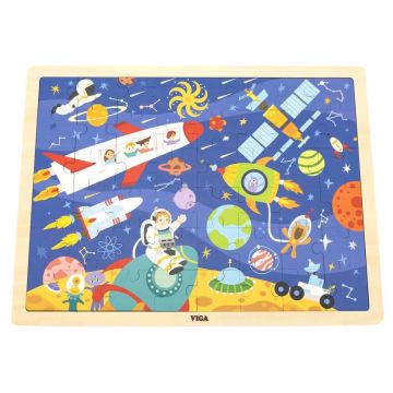 Puzzle din lemn  Viga Toys - Spaţiu, 48 piese