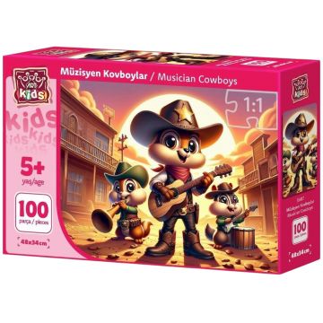 Puzzle pentru copii Art Kids din 100 piese - Muzicieni cowboy