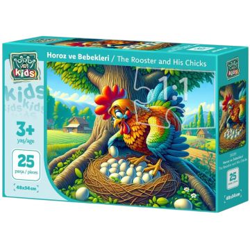 Puzzle pentru copii Art Puzzle din 25 piese XXL - Cocoșul și puii lui