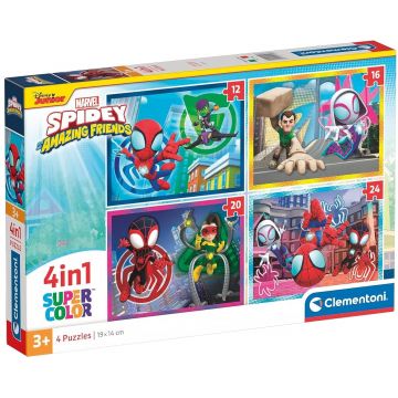 Puzzle pentru copii Clementoni 4 în 1 - Spidey și prietenii săi minunați