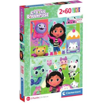 Puzzle pentru copii  Clementoni de la  2 x 60 piese -Casă de păpuși a lui Gabby