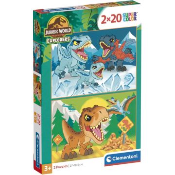 Puzzle pentru copii  Clementoni din 2 x 20 piese - lumea jurasică