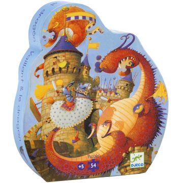 Puzzle pentru copii Djeco - Cavalerul și Dragonul, 54 piese