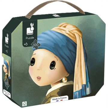 Puzzle pentru copii Janod - Fata cu cercel de perlă, 100 de piese