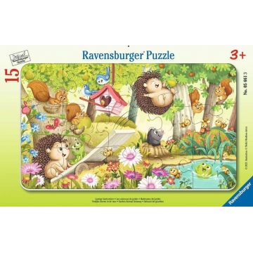 Puzzle pentru copii Ravensburger din 15 piese - Animale amuzante de grădină