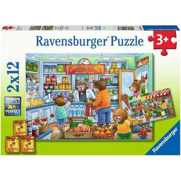 Puzzle pentru copii Ravensburger din 2 x 12 piese - Hai să mergem la cumpărături.