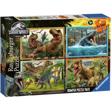Puzzle pentru copii  Ravensburger din  4 x 100 piese - lumea jurasică