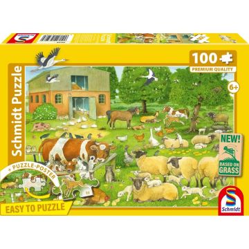 Puzzle pentru copii Schmidt din 100 piese - Familii de animale de la fermă