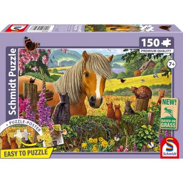 Puzzle pentru copii Schmidt din 150 piese - Dulce întâlnire în incintă