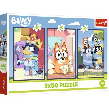 Puzzle pentru copii Trefl din 3 x 50 piese - Familia lui Bluey