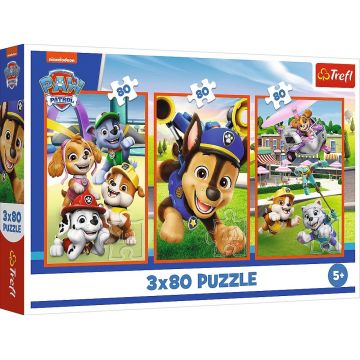 Puzzle pentru copii Trefl din 3 x 80 piese - Gașca lui Patrula căţeluşilor