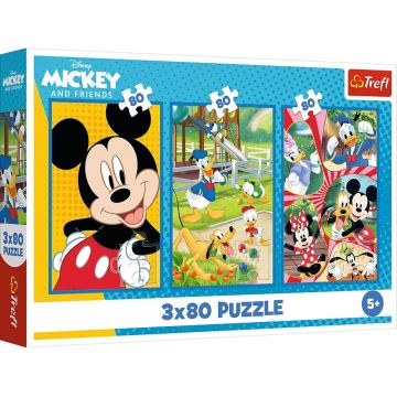 Puzzle pentru copii Trefl din 3 x 80 piese - Prietenii lui Mickey Mouse