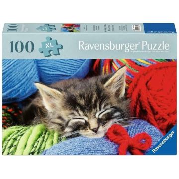Puzzle Ravensburger din  100 XL piese - Pisicuță în lână