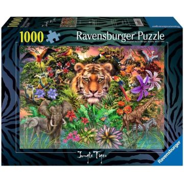Puzzle Ravensburger din   1000 piese - Tigru în junglă