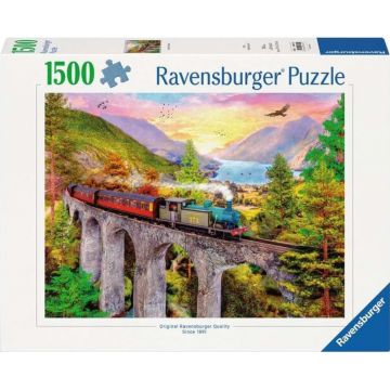 Puzzle Ravensburger  din  1500 piese - Călătorie cu trenul toamna