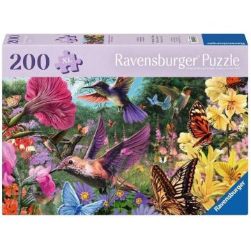 Puzzle Ravensburger din 200 XL piese - Colibri și fluturi