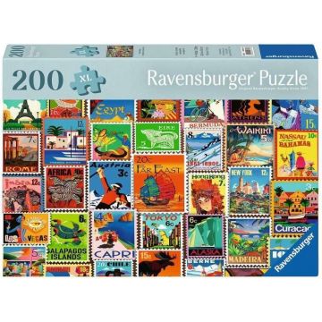 Puzzle Ravensburger din 200 XL piese - Timbre de călătorie