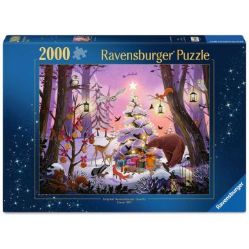 Puzzle Ravensburger din 2000 piese - Crăciun în pădure