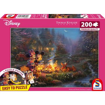 Puzzle Schmidt din 200 piese - Mickey și Minnie lângă focul de tabără
