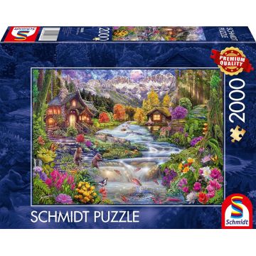 Puzzle Schmidt din 2000 piese - Râu în munți