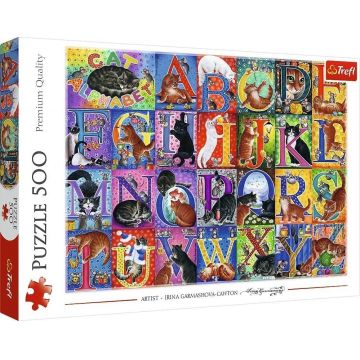 Puzzle Trefl din 500 piese - Alfabetul pisicii
