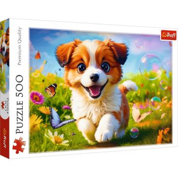 Puzzle Trefl din 500 piese - Cățeluș fericit