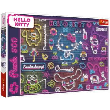 Puzzle Trefl din 500 piese - Hello Kitty neon