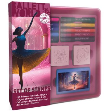 Set de ștampile Multiprint Ballet World - 4 buc, cu 10 carioci