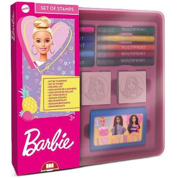 Set de ștampile Multiprint Barbie - 4 buc, cu 10 carioci