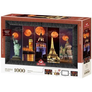 Set puzzle, ramă și adeziv Art Puzzle din 1000 piese - Lună de sânge
