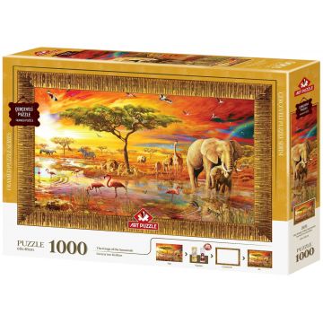 Set puzzle, ramă și adeziv Art Puzzle din 1000 piese - Regii savanei