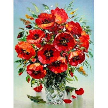 Tapiserie cu diamante  MagicArt - Buchet de maci, 40 x 50 cm, cu mărgele rotunde