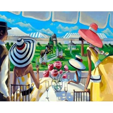 Tapiserie cu diamante  MagicArt - Sport ecvestru, 40 x 50 cm, cu mărgele rotunde