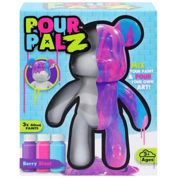 Trusă creativă Pour PalZ - Berry Blast, ursuleț de pluș de colorat